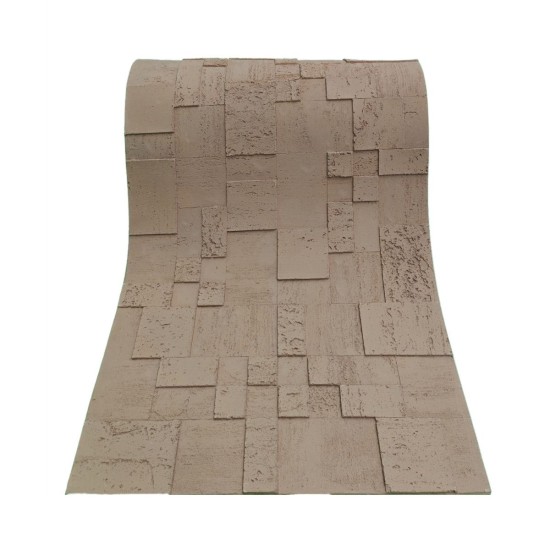 Set 10 panouri decorative din praf de piatra, Naimeed D7364, flexibile, ignifuge, strat protector ceramic, rezistente la razele UV, 120x60x0.2 cm, maro deschis