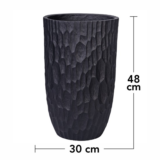 Ghiveci ecologic, Eco-friendly, Naimeed D6343, Mic, din materiale minerale, Negru, 48x30x30cm