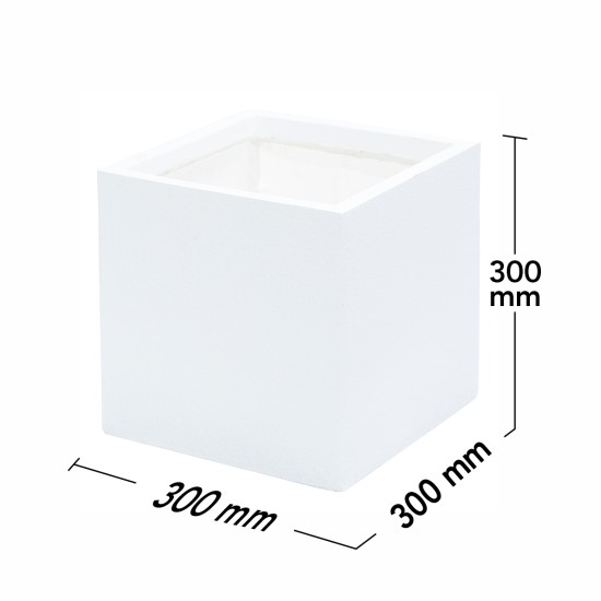 Ghiveci ecologic, Eco-friendly, Naimeed D6346, Mic, din materiale minerale, Alb, 30x30x30cm