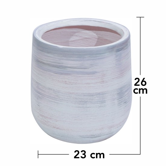 Ghiveci ecologic, Eco-friendly, Naimeed D6378, Mic, din materiale minerale, Gri, 26x23x23cm