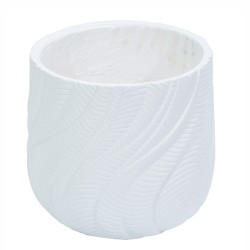 Ghiveci ecologic, Eco-friendly, Naimeed D6379, Mediu, din materiale minerale, Alb, 34x37x37cm