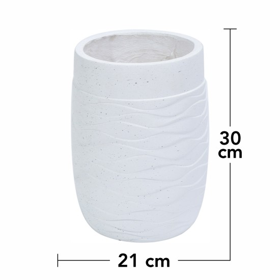 Ghiveci ecologic, Eco-friendly, Naimeed D6382, Mic, din materiale minerale, Alb, 30x21x21cm