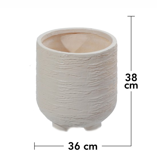 Ghiveci ecologic, Eco-friendly, Naimeed D6391, Mare, din materiale minerale, Bej, 38x36x36cm