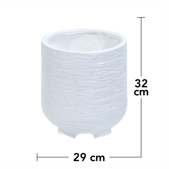 Ghiveci ecologic, Eco-friendly, Naimeed D6392 Mediu, din materiale minerale, Alb, 32x29x29cm