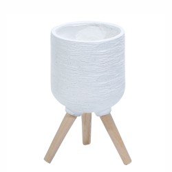 Ghiveci ecologic, Eco-friendly, Naimeed D6392, Mic, din materiale minerale, Alb, 27,5x23x23cm