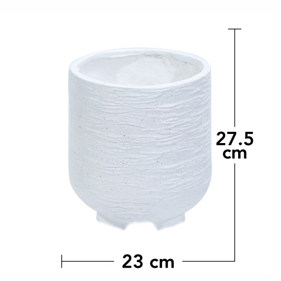 Ghiveci ecologic, Eco-friendly, Naimeed D6392, Mic, din materiale minerale, Alb, 27,5x23x23cm