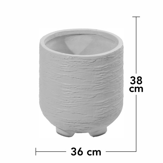 Ghiveci ecologic, Eco-friendly, Naimeed D6393, Mare, din materiale minerale, Gri, 38x36x36cm