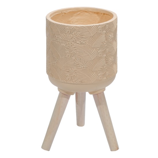 Ghiveci ecologic, Eco-friendly, Naimeed D6394, Mare, din materiale minerale, Crem, 35x33x33cm