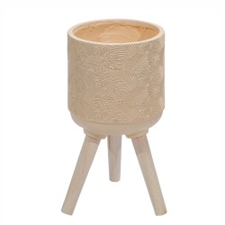 Ghiveci ecologic, Eco-friendly, Naimeed D6394 Mediu, din materiale minerale, Crem, 28x28x28cm