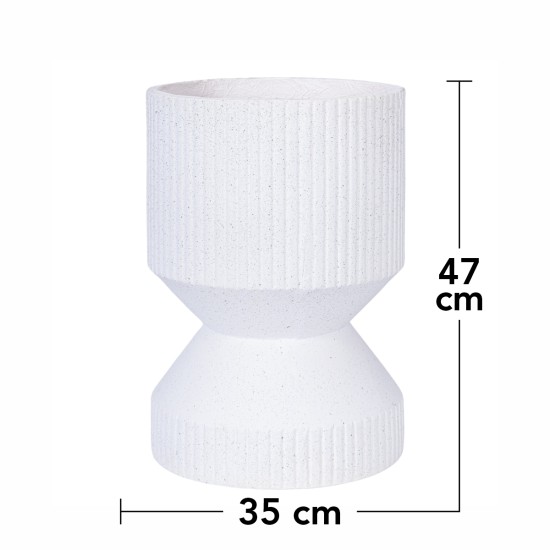 Ghiveci ecologic, Eco-friendly, Naimeed D6406, din materiale minerale, Alb, 47x35x35cm