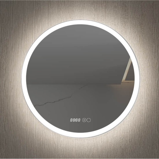 Oglinda baie, sistem iluminare LED, IP44, 80cm, D4216, Dezaburire, Touch, Ceas