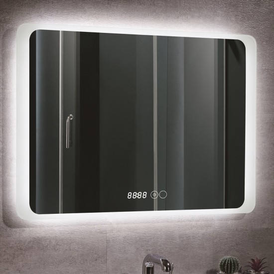 Oglinda baie, sistem iluminare LED, IP44, 120x70cm, D4222, Dezaburire, Touch, Ceas