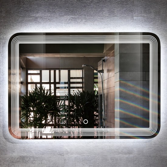 Oglinda baie, sistem iluminare LED, IP44, 100x70cm, D4224, Dezaburire, Touch