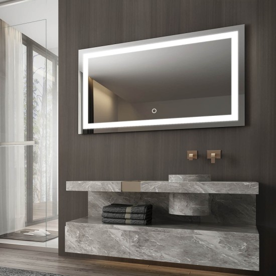 Oglinda baie, sistem iluminare LED, IP44, 100x70cm, D4227, Dezaburire, Touch