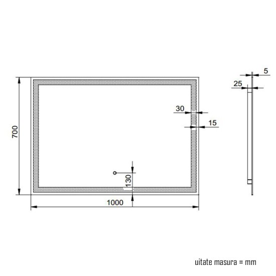 Oglinda baie, sistem iluminare LED, IP44, 100x70cm, D4227, Dezaburire, Touch
