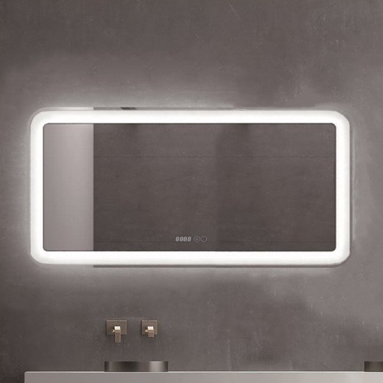 Oglinda baie, sistem iluminare LED, IP44, 100x70cm, D4230, Dezaburire, Touch, Ceas