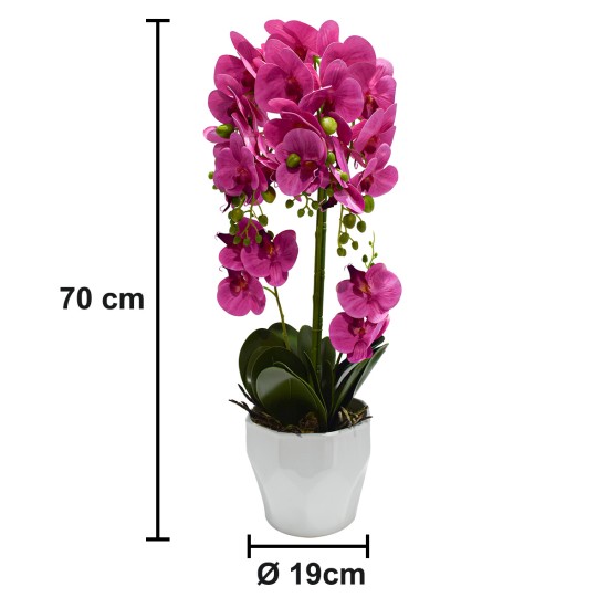 Orhidee cu aspect natural in ghiveci ceramic, 70 cm, Naimeed D4842, Roz Orhidee cu aspect natural in ghiveci ceramic, 70 cm, Naimeed D4842, Roz