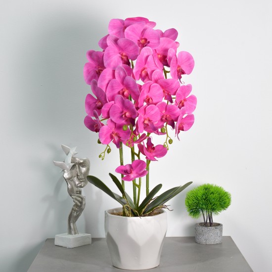 Orhidee cu aspect natural in ghiveci ceramic, 70 cm, Naimeed D4843, Magenta