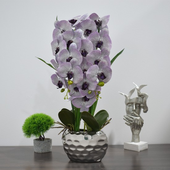 Orhidee cu aspect natural in ghiveci ceramic, 60 cm, Naimeed D4845, Amethyst