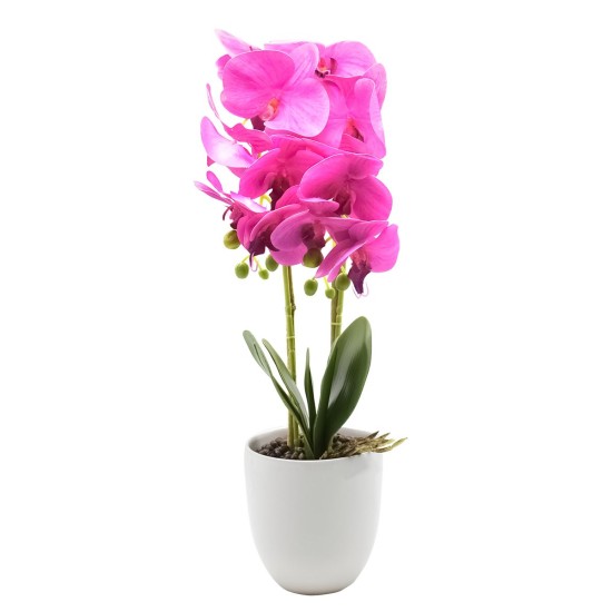 Orhidee cu aspect natural in ghiveci ceramic, 53 cm, Naimeed D4846, Magenta