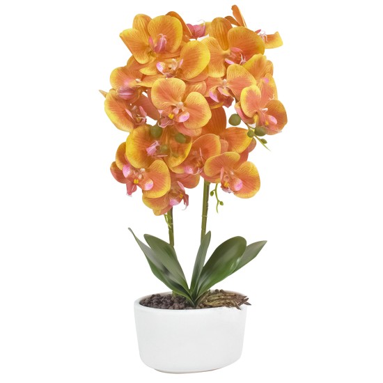 Orhidee cu aspect natural in ghiveci ceramic, 50 cm, Naimeed D4848, Portocaliu Orhidee cu aspect natural in ghiveci ceramic, 50 cm, Naimeed D4848, Portocaliu