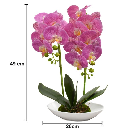 Orhidee cu aspect natural in ghiveci ceramic, 49 cm, Naimeed D4852, Magenta