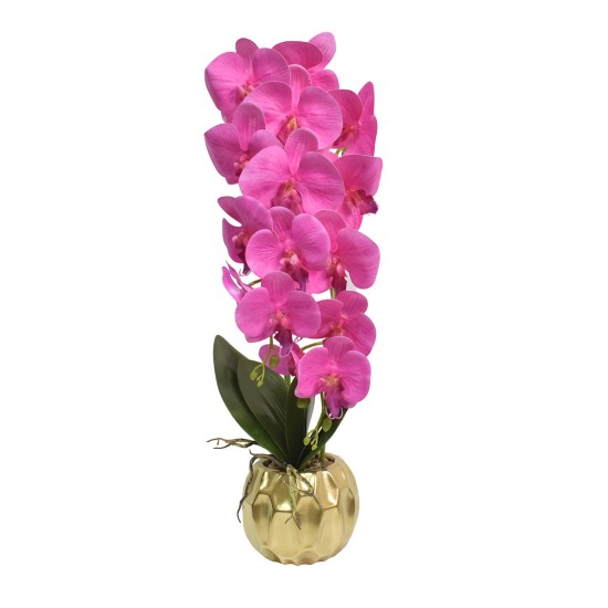 Orhidee cu aspect natural in ghiveci ceramic, 60 cm, Naimeed D4854, Roz