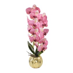 Orhidee cu aspect natural in ghiveci ceramic, 60 cm, Naimeed D4854, RozGalben