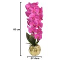 Orhidee cu aspect natural in ghiveci ceramic, 60 cm, Naimeed D4854, Roz