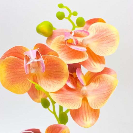 Orhidee cu aspect natural in ghiveci ceramic, 30 cm, Naimeed D4856, Portocaliu Orhidee cu aspect natural in ghiveci ceramic, 30 cm, Naimeed D4856, Portocaliu