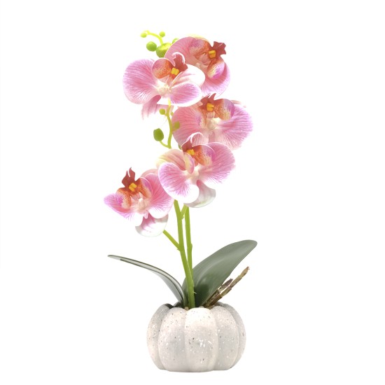 Orhidee cu aspect natural in ghiveci ceramic, 30 cm, Naimeed D4856, Roz Orhidee cu aspect natural in ghiveci ceramic, 30 cm, Naimeed D4856, Roz