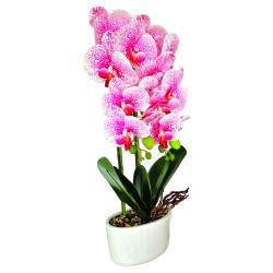 Orhidee cu aspect natural in ghiveci ceramic, 50 cm, Naimeed D5819, Roz