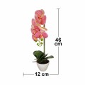 Orhidee cu aspect natural in ghiveci ceramic, 46 cm, Naimeed D5820, Roz