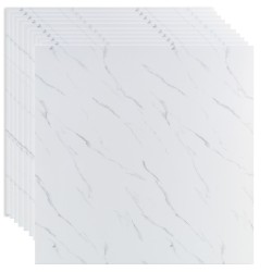 Set 10 panouri decorative, Autoadeziv, suprafata acoperita 3.6 mp, Naimeed D3515, 60x60 cm, Marmura Alba