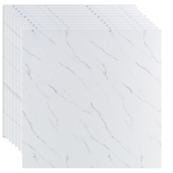 Set 10 panouri decorative, Autoadeziv, suprafata acoperita 3.6 mp, Naimeed D3515, 60x60 cm, Marmura Alba
