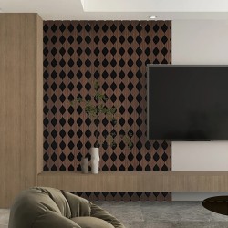 Set 6 Panouri riflaj acustic decorativ, MDF si pasla, Naimeed D6232, 240x30x1.8cm, Nuc