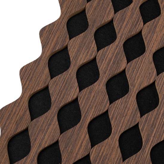 Set 6 Panouri riflaj acustic decorativ, MDF si pasla, Naimeed D6232, 240x30x1.8cm, Nuc