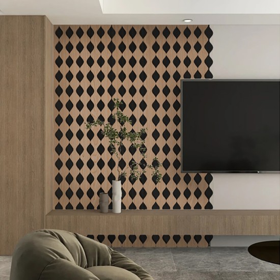 Set 3 Panouri riflaj acustic decorativ, MDF si pasla, Naimeed D6233, 240x30x1.8cm, Castan Set 3 Panouri riflaj acustic decorativ, MDF si pasla, Naimeed D6233, 240x30x1.8cm, Castan
