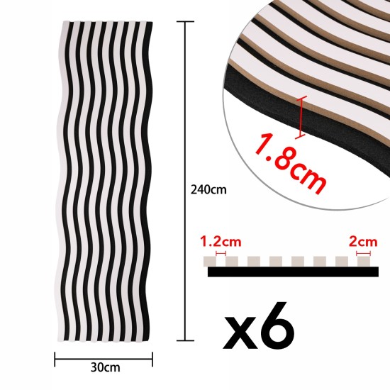 Set 6 Panouri riflaj acustic decorativ, MDF si pasla, Naimeed D6248, 240x30x1.8cm, Alb