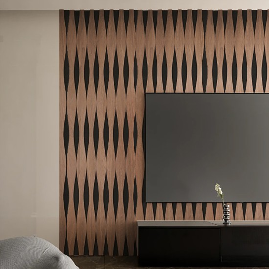 Set 3 Panouri riflaj acustic decorativ, MDF si pasla, Naimeed D6250, 240x30x1.8cm, Tec Set 3 Panouri riflaj acustic decorativ, MDF si pasla, Naimeed D6250, 240x30x1.8cm, Tec