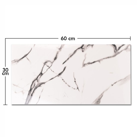 Set 6 panouri decorative, Naimeed D6570, Autoadeziv, aspect lucios, suprafata acoperita 1.08 mp, 30x60 cm, Marmura Alba