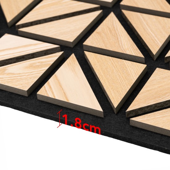 Set 5 Panouri riflaje acustice decorative, HDF si pasla, Naimeed D6751, 50x50x1.8cm, Stejar