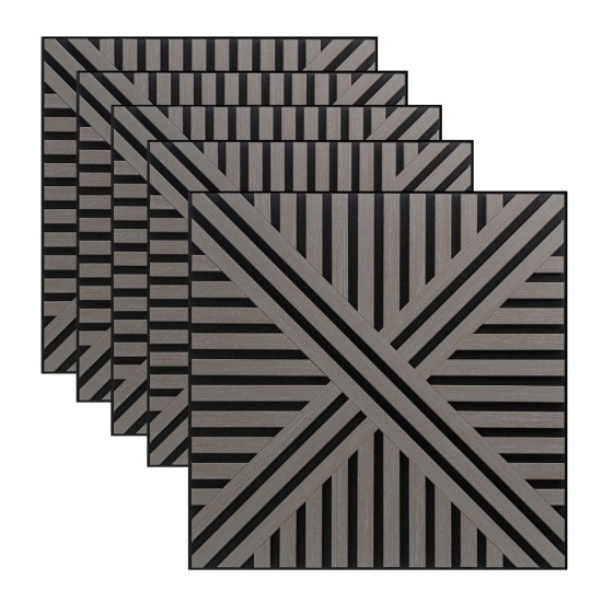 Set 5 Panouri riflaje acustice decorative, MDF si pasla, Naimeed D6765, 60x60x1.8cm, Gri Set 5 Panouri riflaje acustice decorative, MDF si pasla, Naimeed D6765, 60x60x1.8cm, Gri