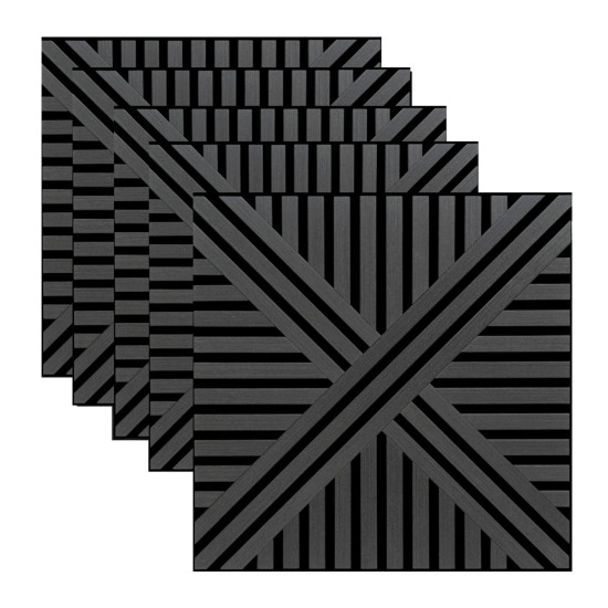 Set 5 Panouri riflaje acustice decorative, MDF si pasla, Naimeed D6766, 60x60x1.8cm, Negru Set 5 Panouri riflaje acustice decorative, MDF si pasla, Naimeed D6766, 60x60x1.8cm, Negru