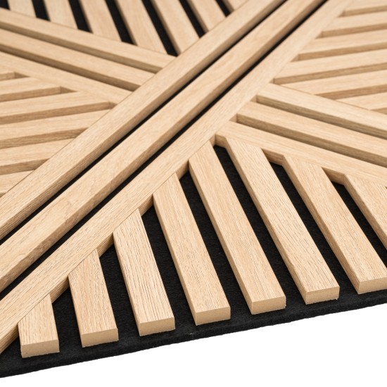 Set 5 Panouri riflaje acustice decorative, MDF si pasla, Naimeed D6767, 60x60x1.8cm, Stejar