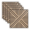 Set 5 Panouri riflaje acustice decorative, MDF si pasla, Naimeed D6767, 60x60x1.8cm, Stejar