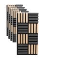 Set 5 Panouri riflaje acustice decorative, MDF si pasla, Naimeed D6771, 60x40x2.1cm, Stejar/Negru Set 5 Panouri riflaje acustice decorative, MDF si pasla, Naimeed D6771, 60x40x2.1cm, Stejar/Negru