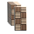 Set 5 Panouri riflaje acustice decorative, MDF si pasla, Naimeed D6773, 70x35x2.1cm, Stejar/Stejar inchis