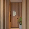 Set 4 Panouri riflaje acustice decorative, MDF si pasla, Naimeed D6780, 240x60x2.1cm, Stejar deschis