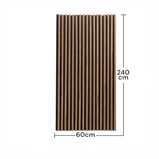 Set 4 Panouri riflaje acustice decorative, MDF si pasla, Naimeed D6781, 240x60x2.1cm, Stejar inchis Set 4 Panouri riflaje acustice decorative, MDF si pasla, Naimeed D6781, 240x60x2.1cm, Stejar inchis